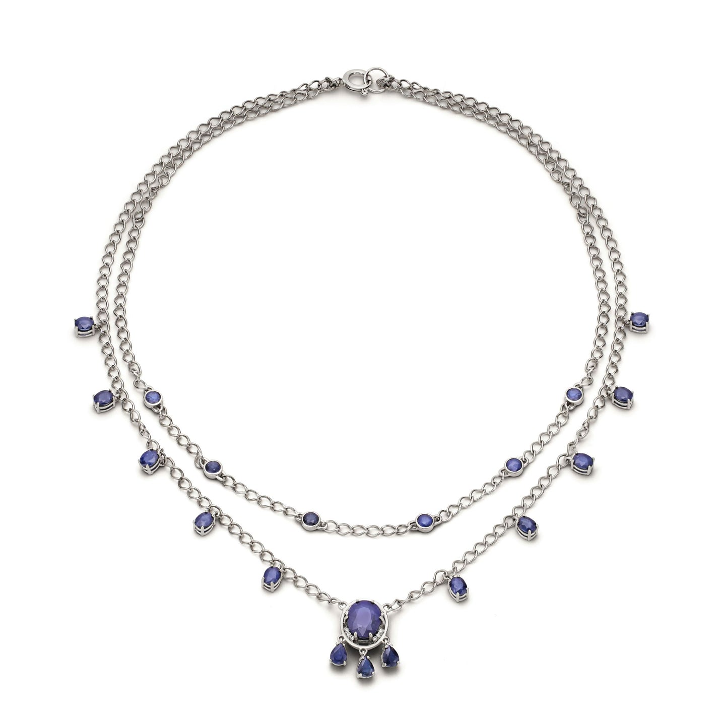 Necklace 925 Sterling Silver Sapphires