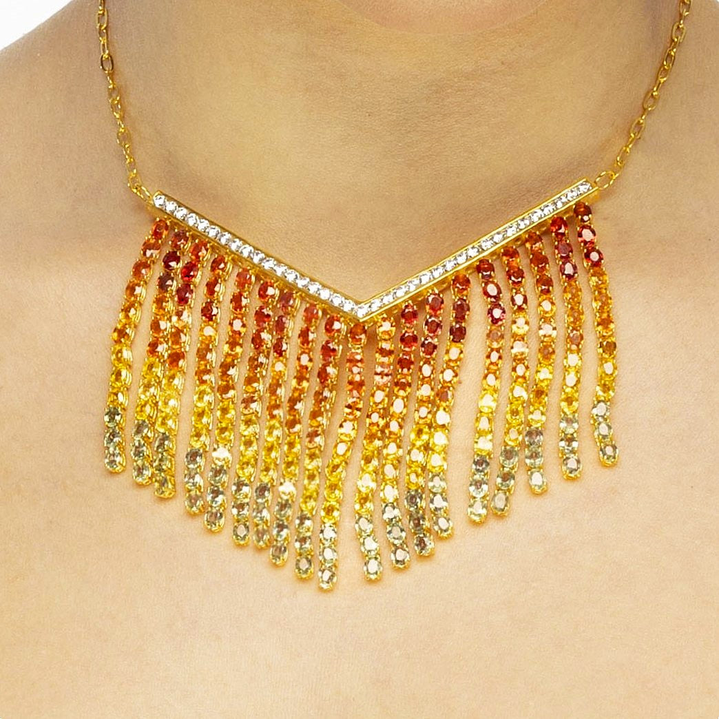Collier 925 Sterling Silver with Multicolor Sapphires "Semiramide"