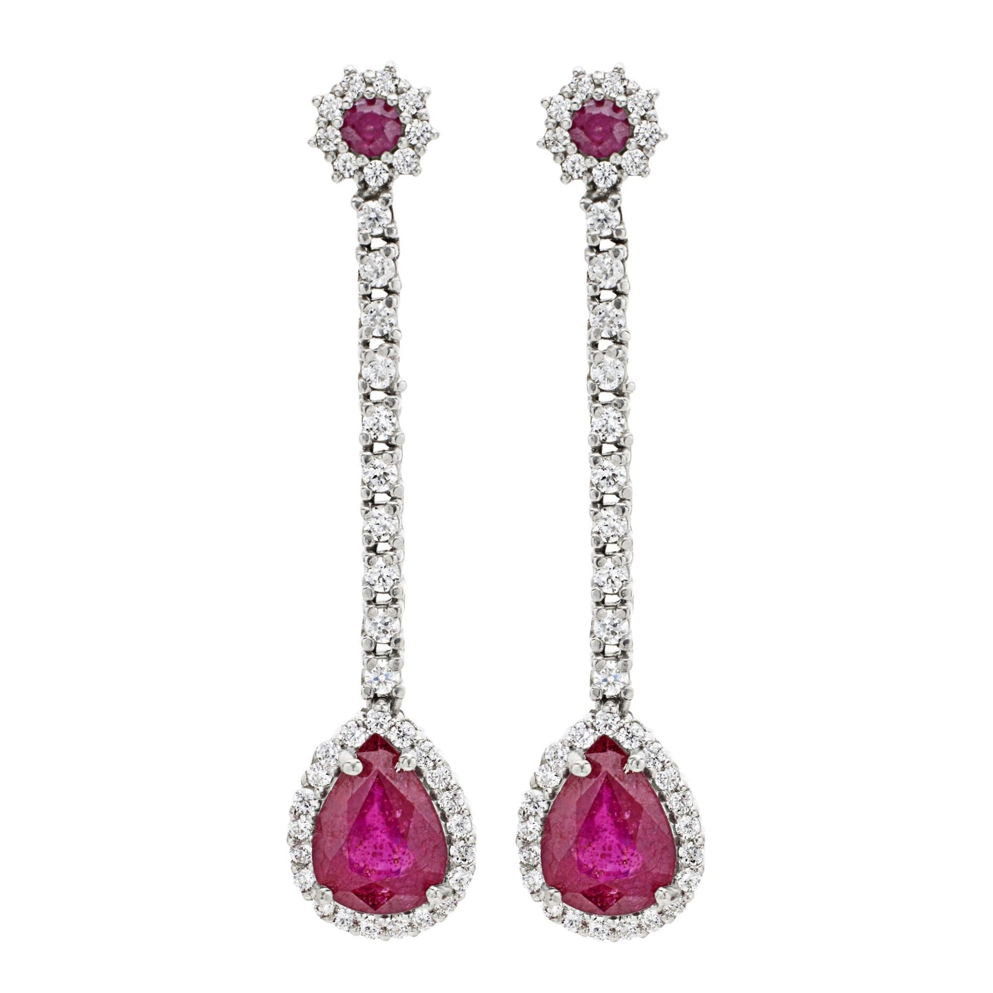Earrings 925 Sterling Silver Drop-Shaped Rubies