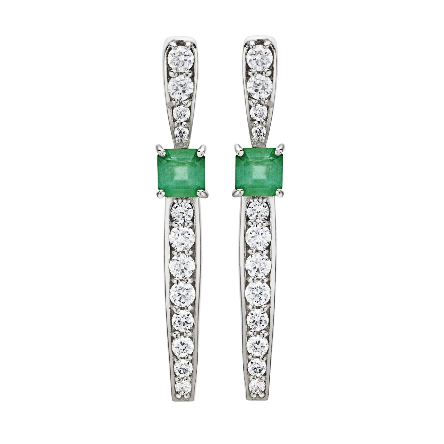 Earrings 925 Sterling Silver Emeralds
