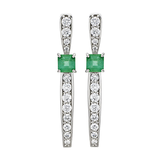 Earrings 925 Sterling Silver Emeralds