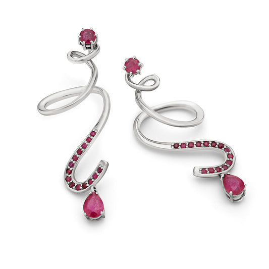 Earrings 925 Sterling Silver Rubies