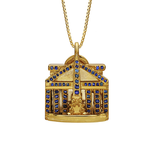 Pendant Pantheon 925 silver rhodium plated Gold colored with sapphires
