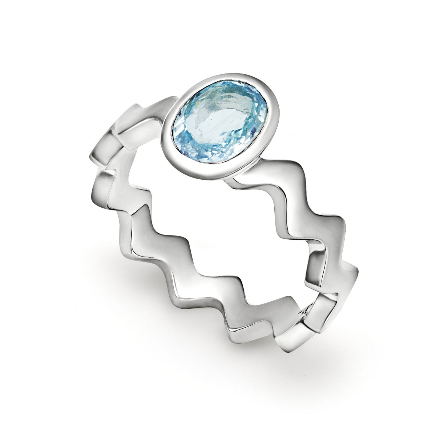 Ring Trio 925 Sterling Silver Aquamarines and Sapphire