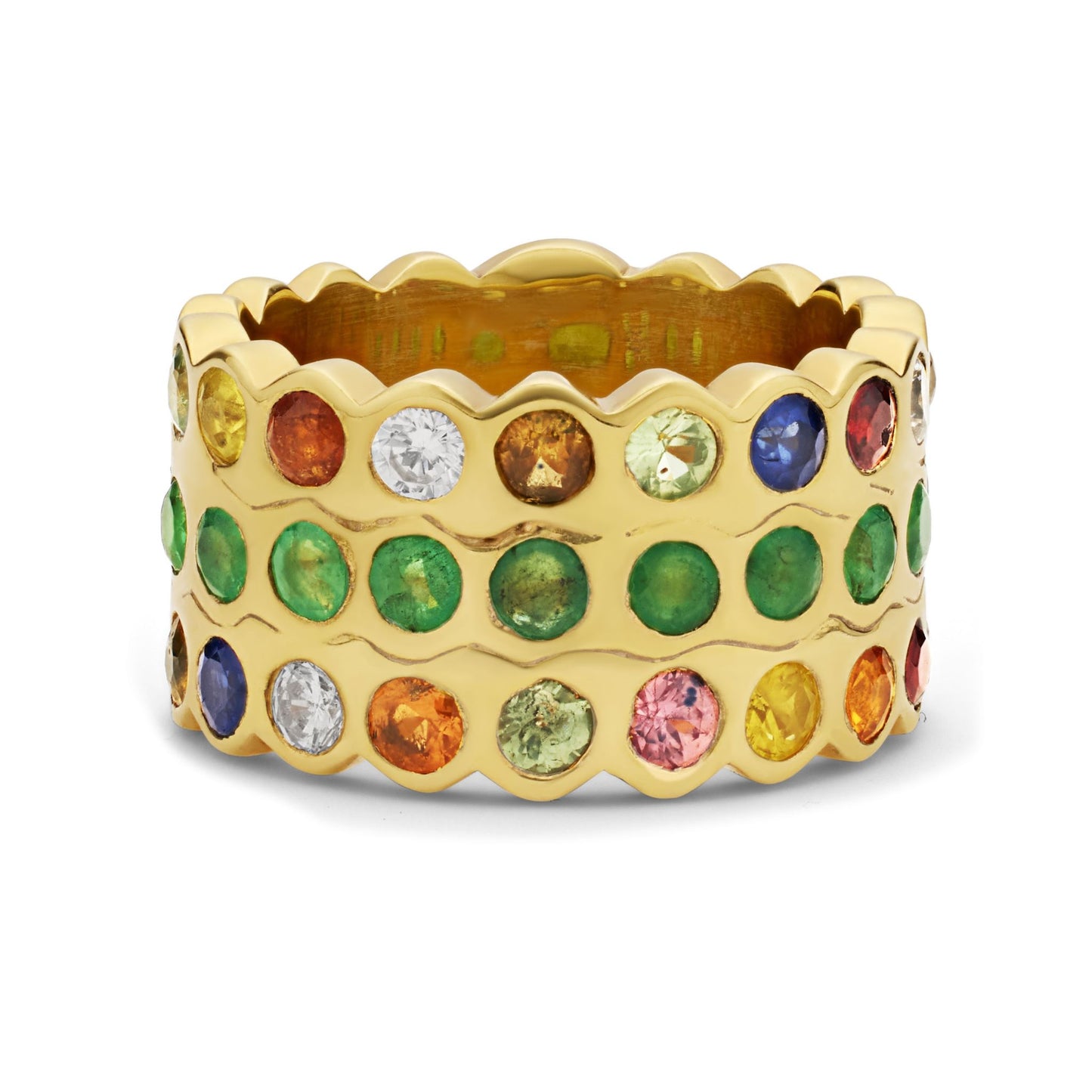 Ring 925 Sterling Silver Emeralds and Sapphires