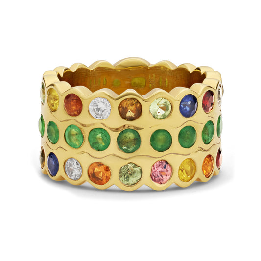 Ring 925 Sterling Silver Emeralds and Sapphires